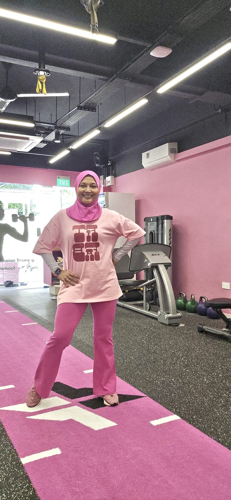 Haslinda Ali at the FitFab.sg pink gym