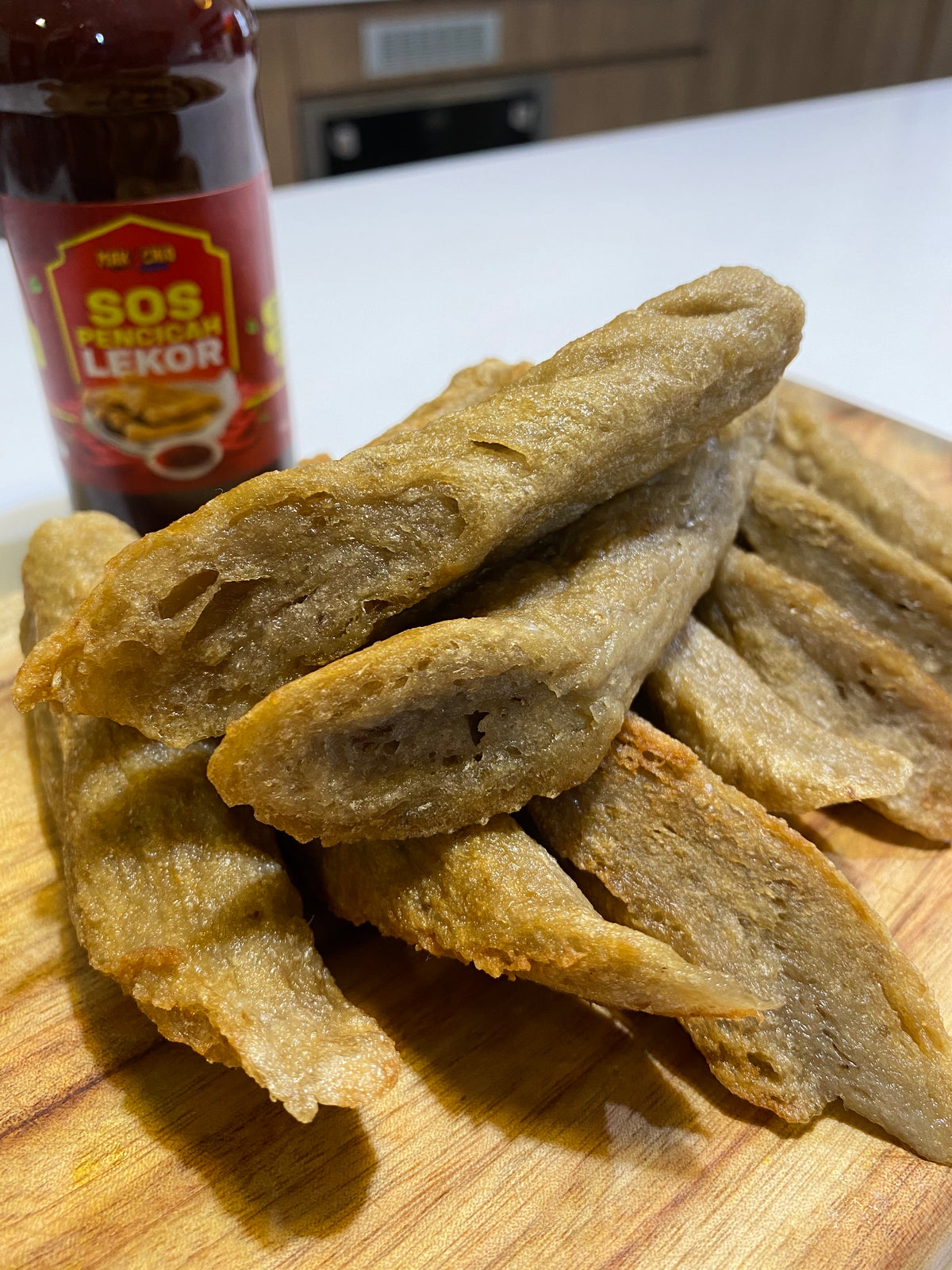 Frozen Lekor with chilli sauce