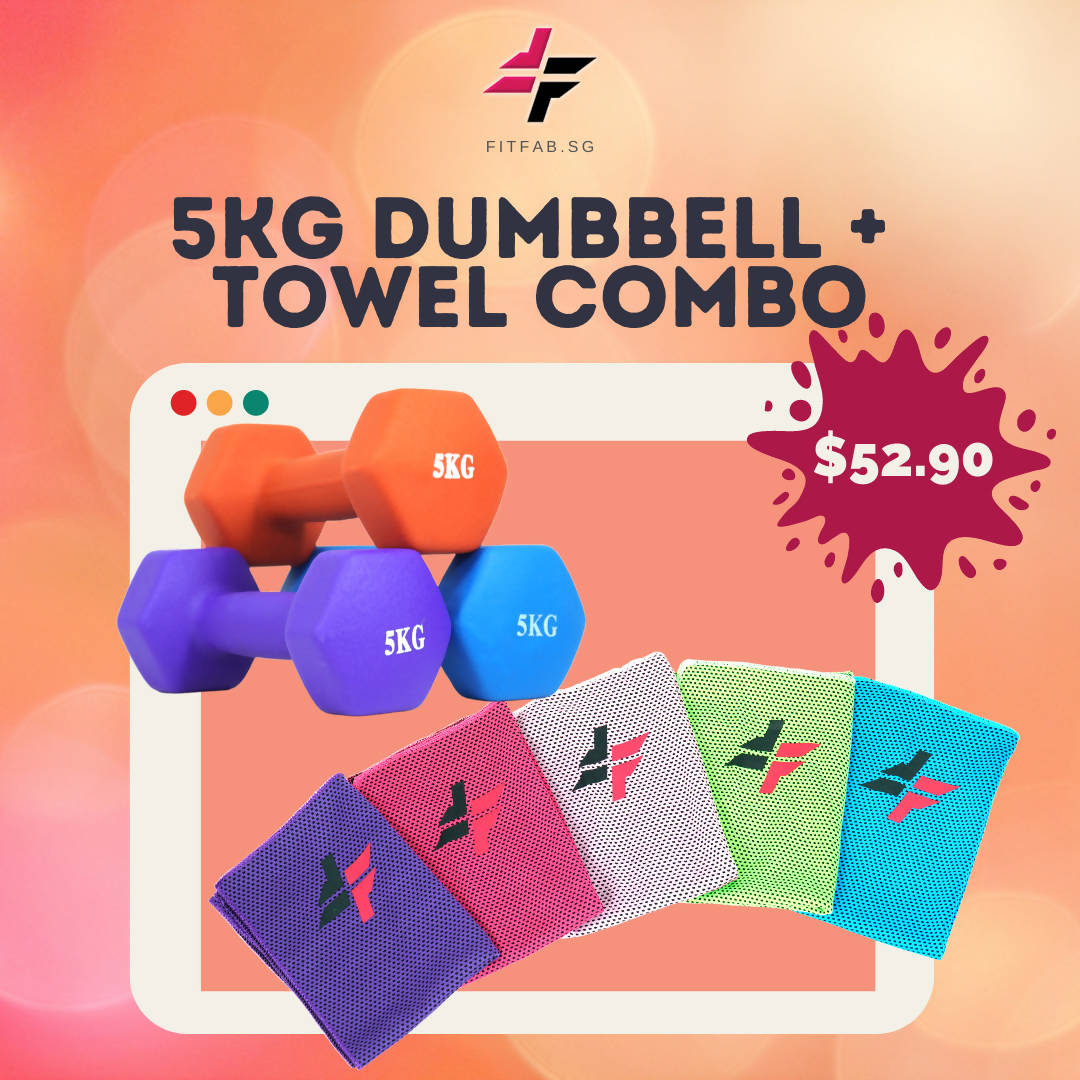 FitFab 5kg Dumbbell + Towel Combo